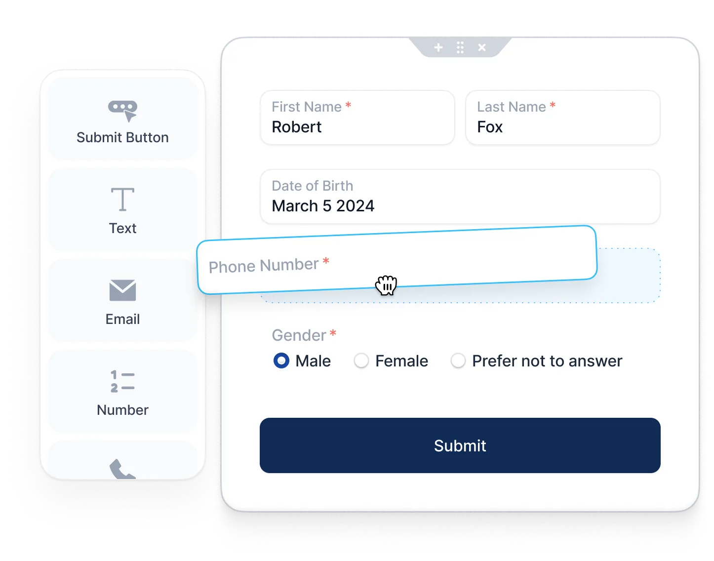Eekaam platform drag and drop builder