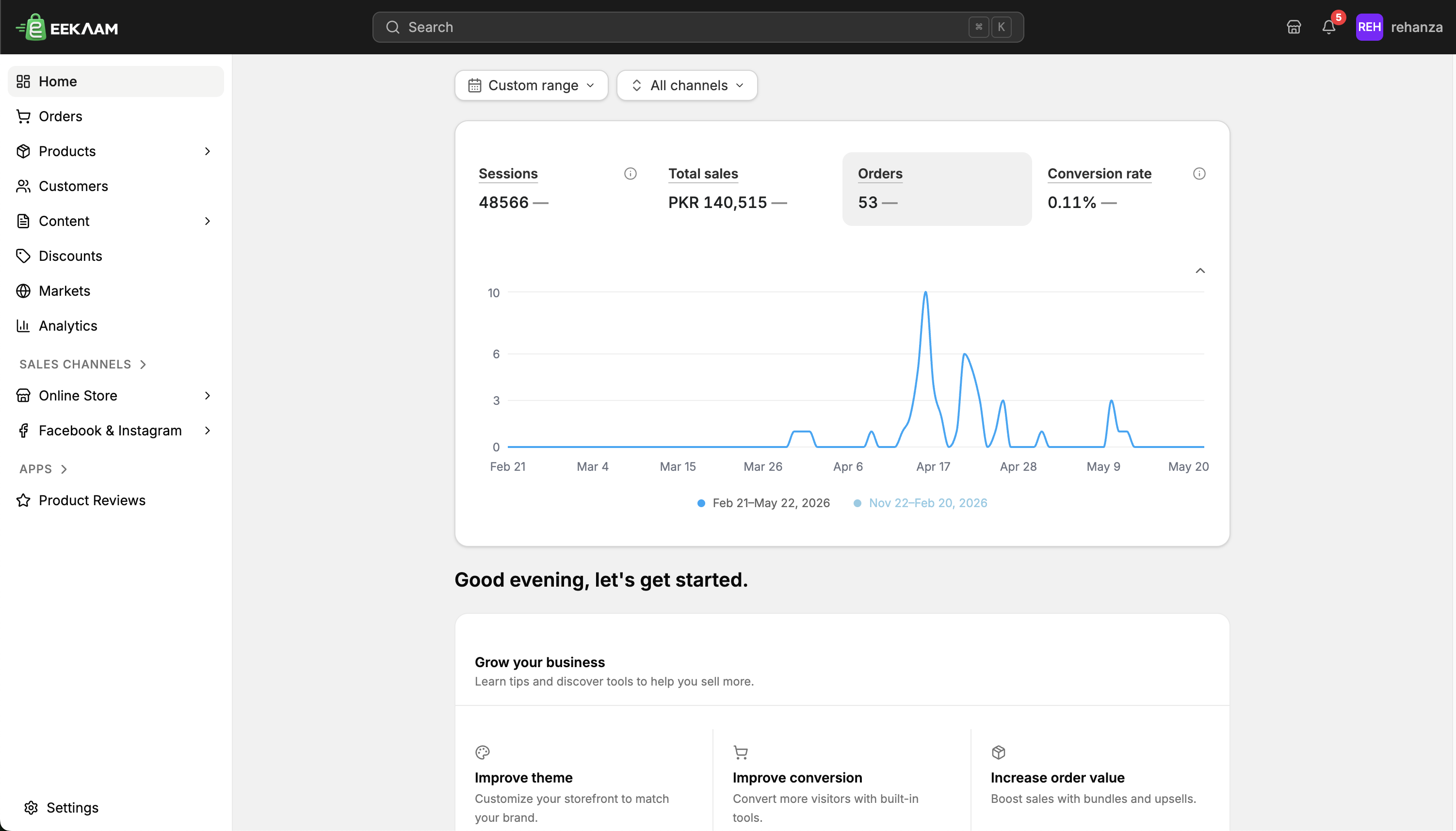 The Eekaam merchant dashboard