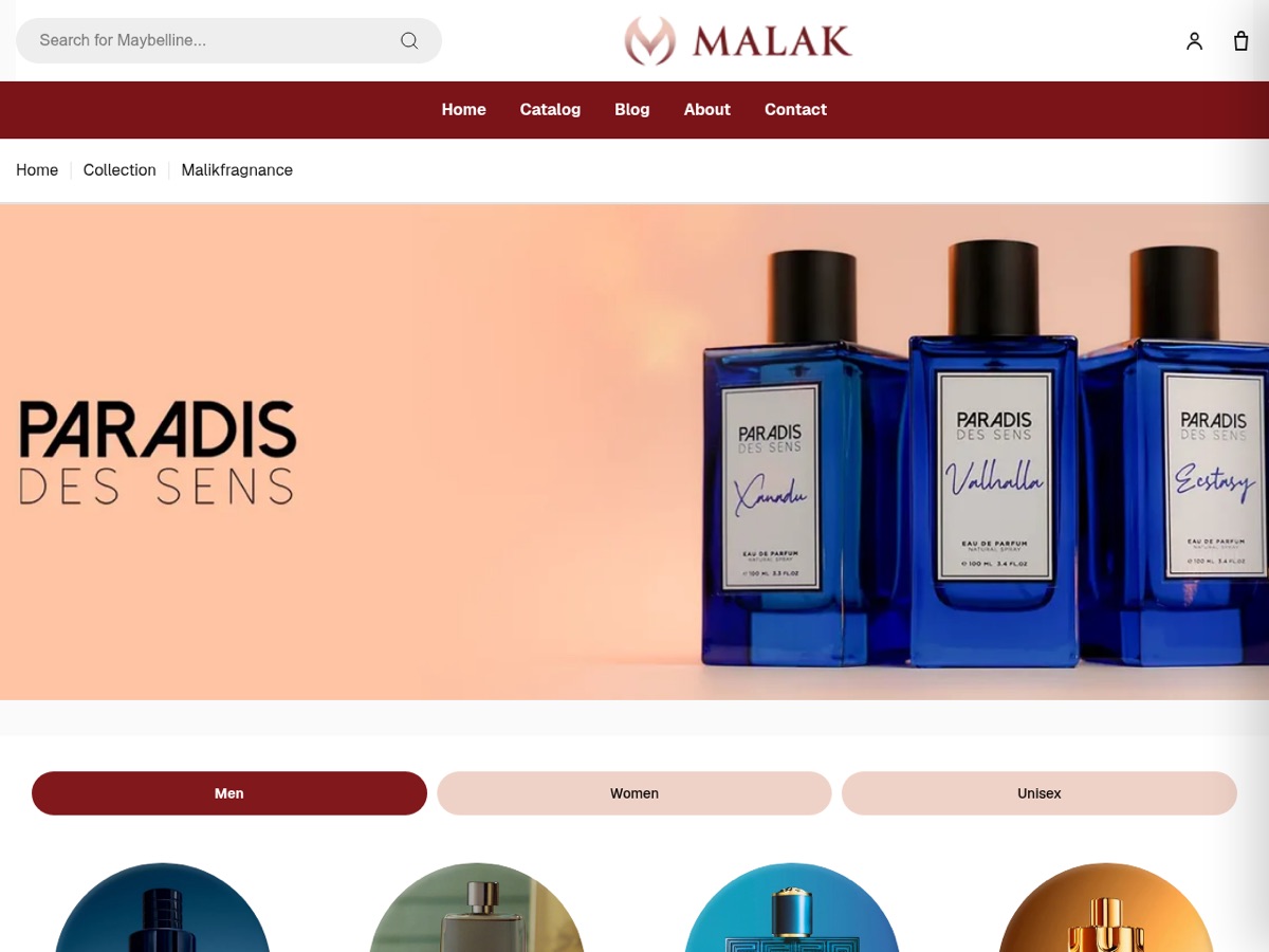 Malik Fragnance perfume store built on Eekaam with locations in Karachi and Lahore