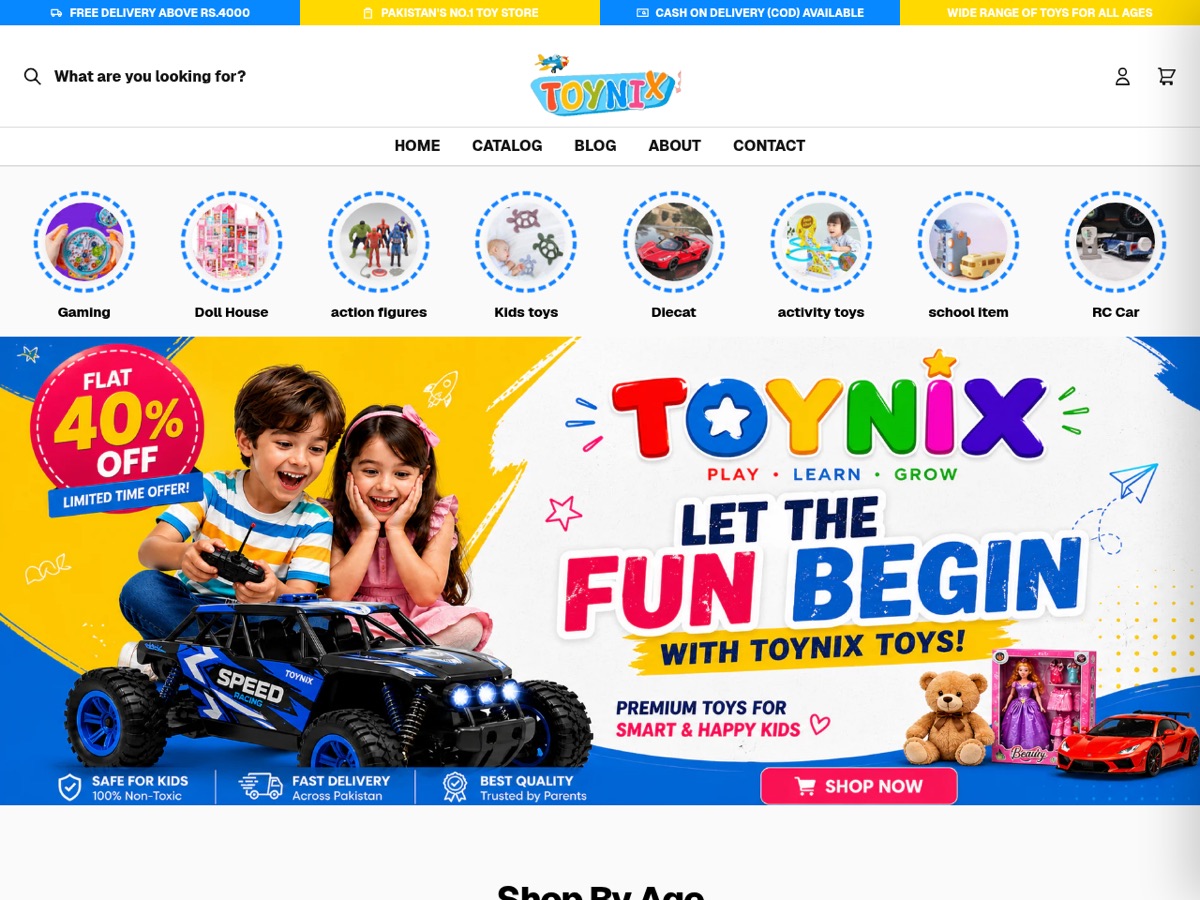 Toynix online toy store built on Eekaam in Pakistan