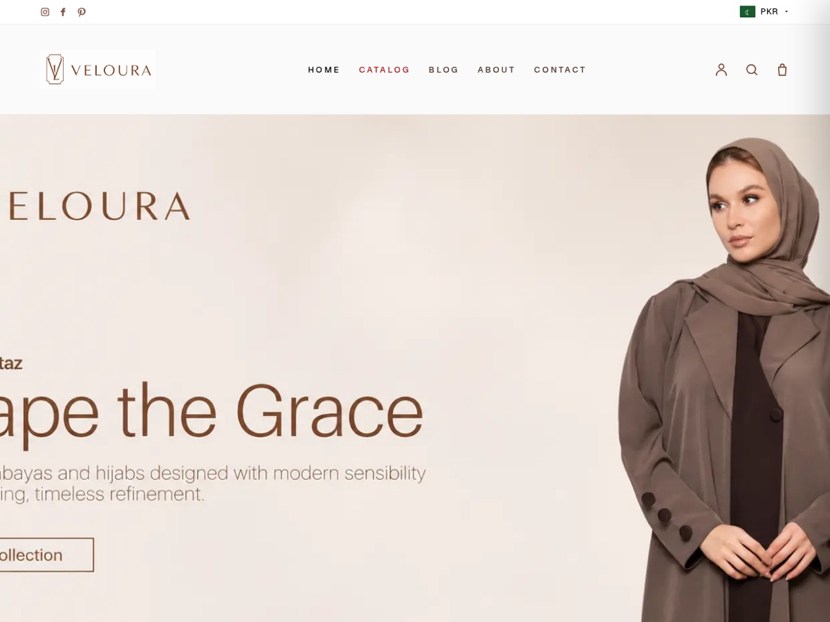 Veloura online clothing store built on Eekaam in Pakistan